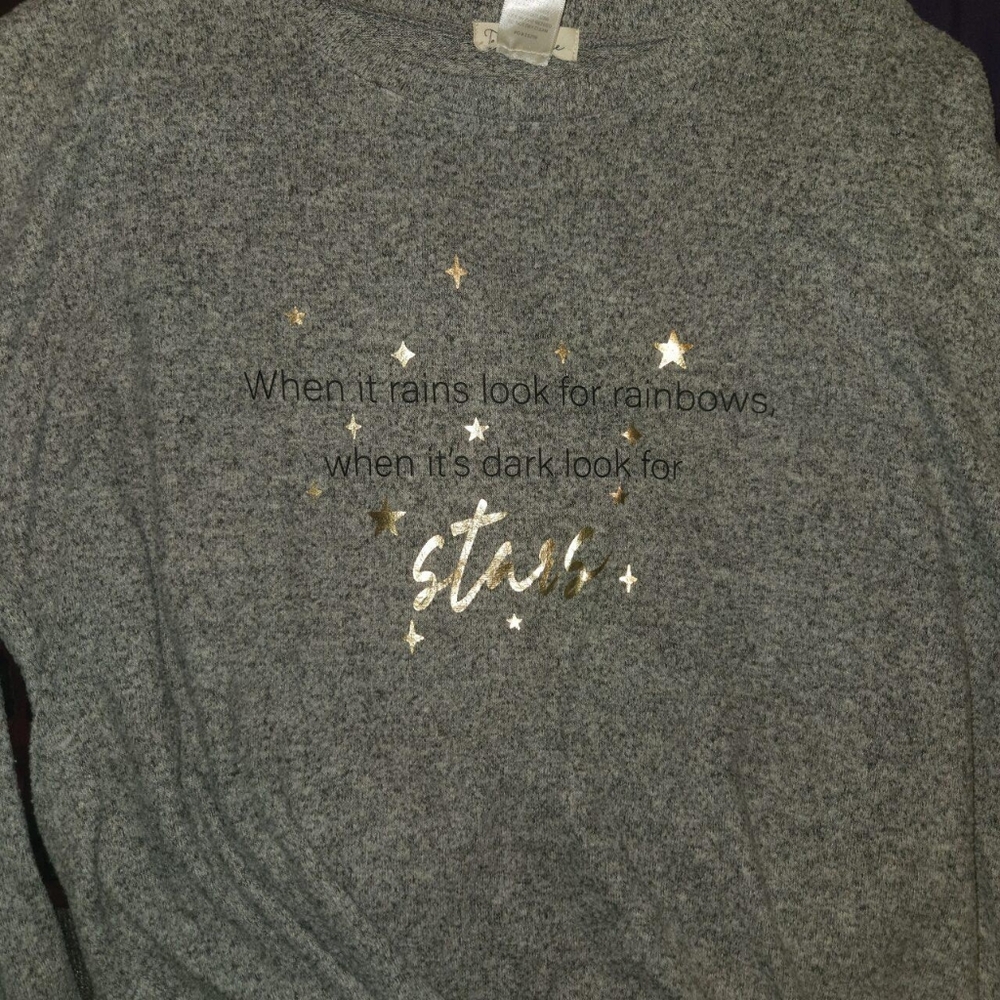 Oli & Hali Heather Gray Sweater with Shimmering Gold Stars